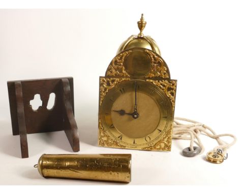 18th century brass lantern verge striking wall clock by George Prior, London, with Turkish numbers and pendulum,  clock repai