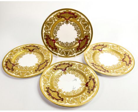 De Lamerie Fine Bone China marbled Burgundy Majestic patterned salad plates, specially made high end quality items, diameter 