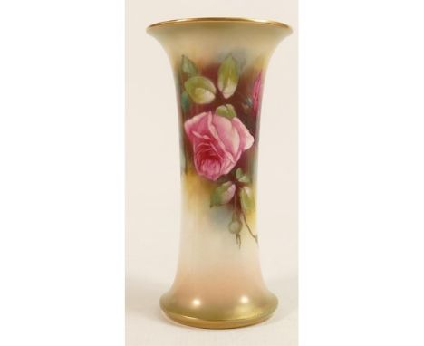 Royal Worcester vase, hand painted roses, signed G Farley, green backstamp, height 19.5cm 