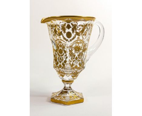 De Lamerie heavily gilded glass footed water jug, specially made high end quality item, made in England, height 24cm 