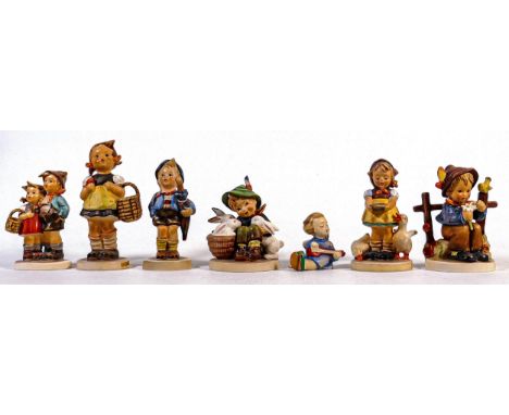 W Goebel Hummel figures including - Home from Market, Sister, Playmates, Be Patient etc., each approx 13cm. (7) 