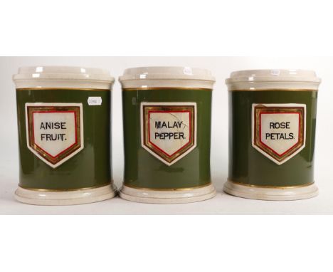 Early 20th ceramic apothecary jars, height 20cm (3)