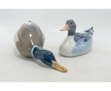 Royal Copenhagen model of a mallard duck 1934 and swimming duck 1933. (2) 