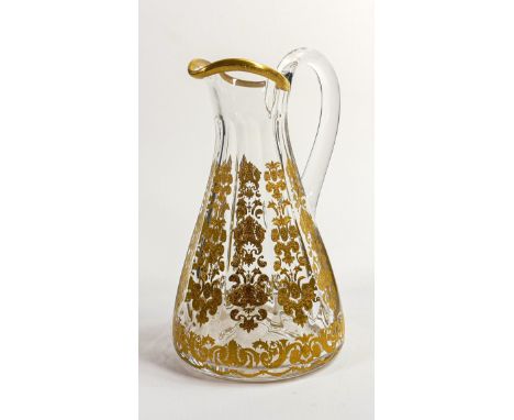 De Lamerie Fine Bone China heavily gilded glass water jug, specially made high end quality item, made in England, height 23cm