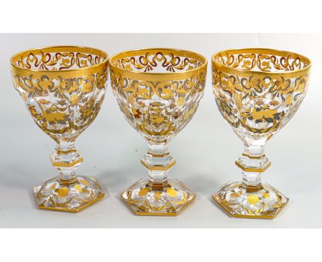 De Lamerie Fine Bone China Ribbons &amp; Swags patterned goblets, specially made high end quality item, made in England, heig