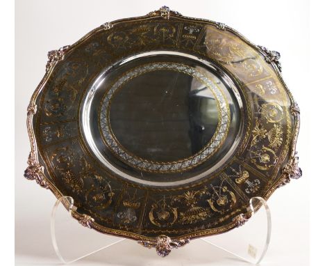 De Lamerie fine silver plate and part gilt layplate / tray, specially made high end quality item, new and made in England, d.