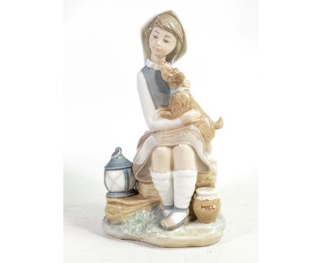 Lladro figurine 4910 Girl with Lantern and Dog, height 22cm 