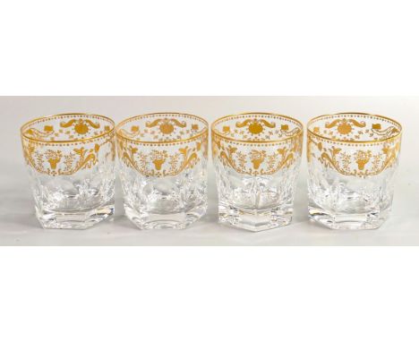 De Lamerie Fine Bone China Renaissance Versailles patterned whisky glasses, specially made high end quality item, made in Eng