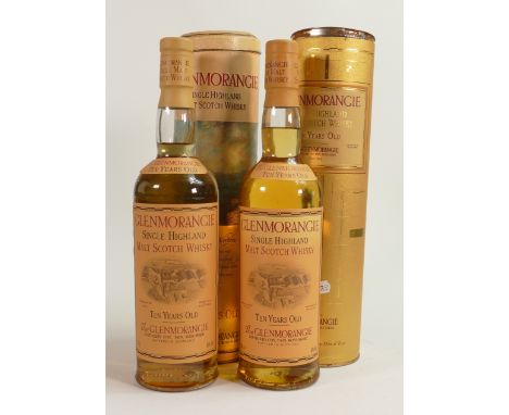 Two Vintage Glenmorangie 10 Years Old Scottish Single Malt Whiskeys, both 70cl(2) 