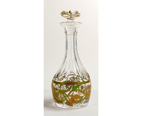 De Lamerie heavily gilded glass crystal decanter, specially made high end quality item, made in England, height 27cm 