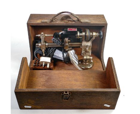 Cased Vintage Electric Watchmakers Lathe 