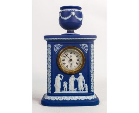 Wedgwood dip blue Mantle clock, height 22cm. 