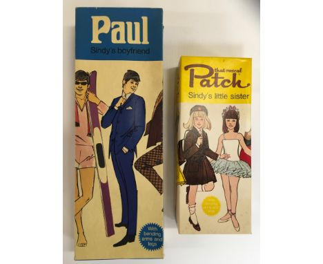 2 BOXED SINDY DOLLS "PATCH" SINDY'S LITTLE SISTER 9GPS BLONDE AND PAUL SINDY'S BOYFRIEND 13 MPS 