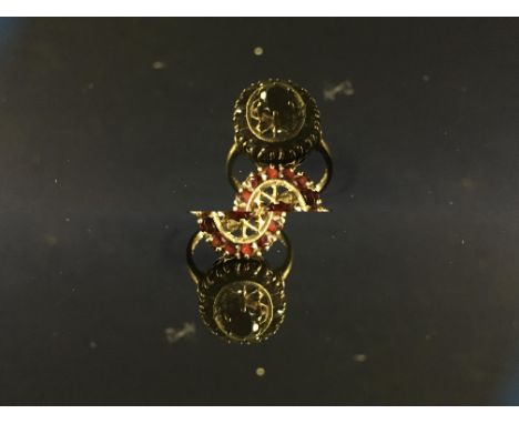 9CT. GOLD GARNET DRESS RING