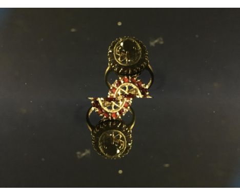 9CT. GOLD GARNET DRESS RING