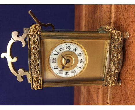A DECORATED FRENCH 19TH CENT. CARRIAGE CLOCK BY R & CO. PARIS