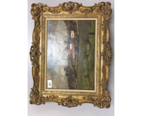 FRAMED OIL ON BOARD 'MALTINGS FROM RAILWAY BRIDGE, REEDHAM', NAME PLATE TO FRONT OF FRAME. BEARING SIGNATURE R. BAGGE SCOTT 2