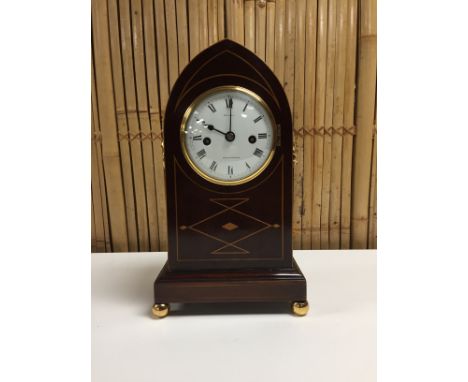 ENGLISH LANCET CASED BRACKET CLOCK BY GEORGE GOODALL (MOVEMENT AND DIAL MARKED GOODALL) OF COVENT GARDEN LONDON. TWIN FUSEE M