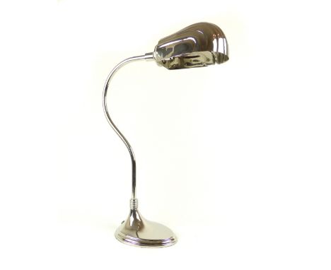 A nickel plated Art Deco style desk lamp with shell shape shade, 54cm h