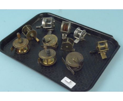 Ten assorted vintage pole reels