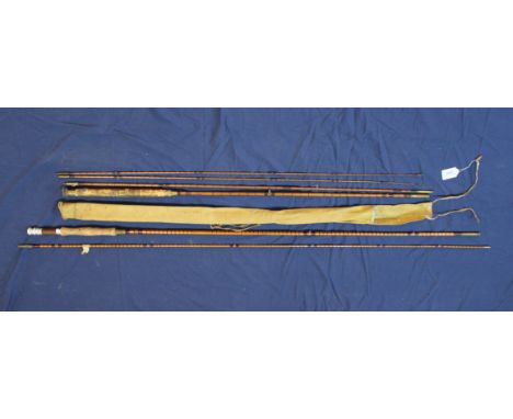 A Hardy unnamed four piece rod and a vintage split cane rod with broken tip
