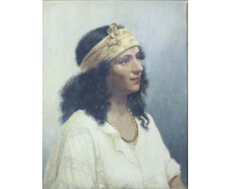 ORIENTALIST (XIX). Odaliske.50 cm x 38 cm. Gemälde. Öl auf Tafel. Keine Signatur gefunden. Portrait einer Frau aus dem Kaukas