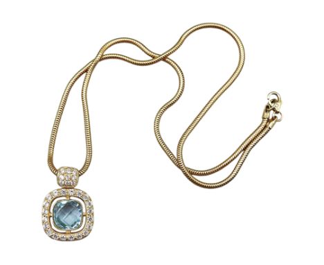 Kette mit Topas und Diamanten 14 K Gelbgold, gestempelt. Zusätzlich mit "2292 VI" gestempelt. Aus den 90er Jahren. Eine wunde