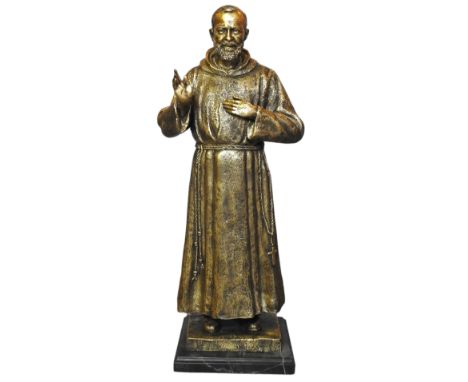 Franziskanerbruder Bronze 20 Jhd. pat., Höhe 61cm, auf Sockel wohl Mamor 21 cm x 20 cm (kleiner Abstoß)