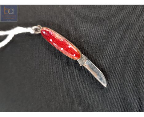 EDWARDIAN STEEL AND ENAMEL MINATURE PEN KNIFE