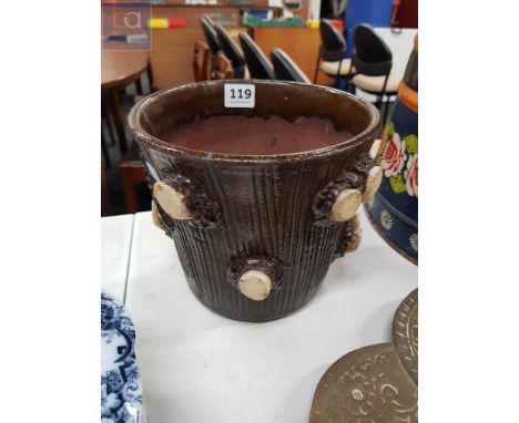 VICTORIAN CHESTERFIELD SALTGLAZE TREE TRUNK PLANT POT