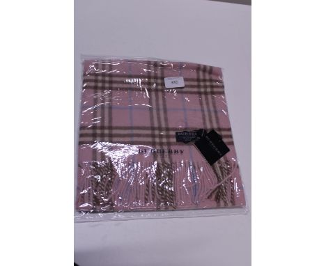 A new with tags Burberry 100% lambs wool pink long scarf 166 x 38cm 