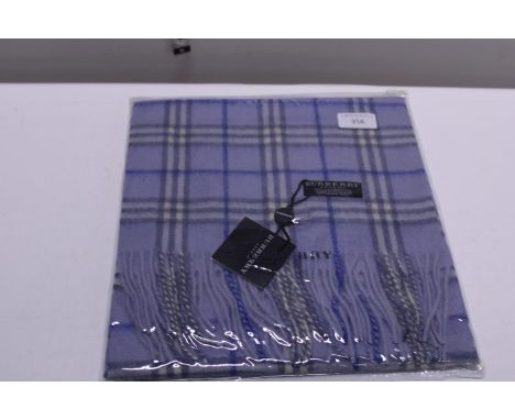 A new with tags Burberry 100% lambs wool blue long scarf 160 x 28cm 