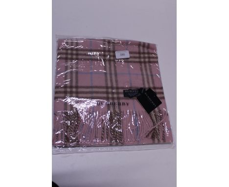 A new with tags Burberry 100% lambs wool pink long scarf 166 x 38cm 