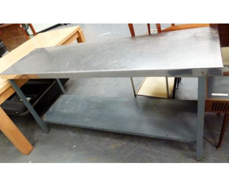 CATERING WORK SURFACE. Stainless steel catering work surface table with under shelf, L: 180 cm