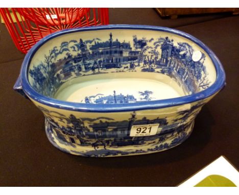 CERAMIC PLANTER. Ceramic flow blue planter, L: 35 cm