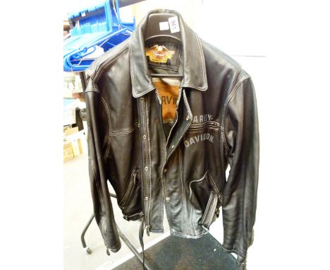 HARLEY DAVIDSON LEATHER JACKET. Harley Davidson leather jacket size XXL with impressed Harley detail to reverse, cost £450 ne