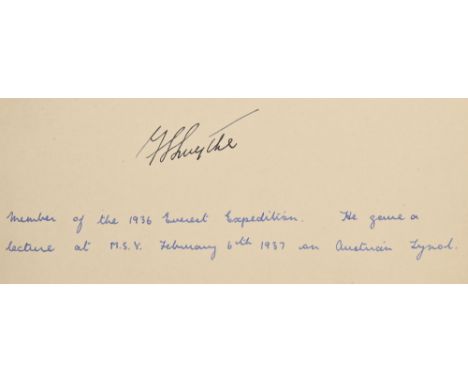 Autograph. Travel &amp; Exploration: Frank Smythe (1900-1949), explorer and mountaineer, member of the failed 1936 British Mo