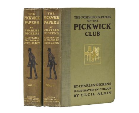 Dickens (Charles) &amp; Aldin (Cecil, illustrator), The Posthumous Papers of the Pickwick Club, two-volume set, first edition