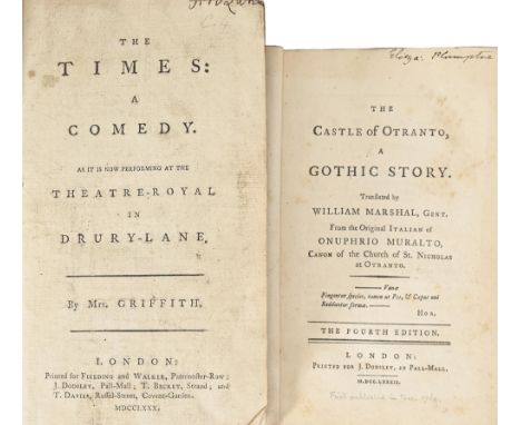 Theatre. A sammelband of seven plays, 18th c, comprising: 1) Griffith (Mrs. Elizabeth), The Times: A Comedy,first edition, Lo