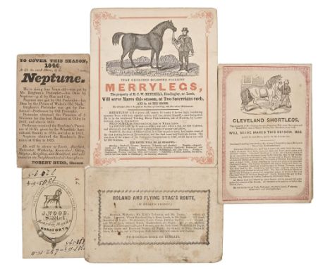 Horse Breeding in Yorkshire. Four pieces of printed ephemera, mid-19th c,&nbsp;advertising the studs Neptune, to cover this s