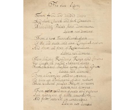 Scotland. An early 18th c commonplace book, n.d.,&nbsp;inscribed with five distinct manuscripts in various hands, comprising 
