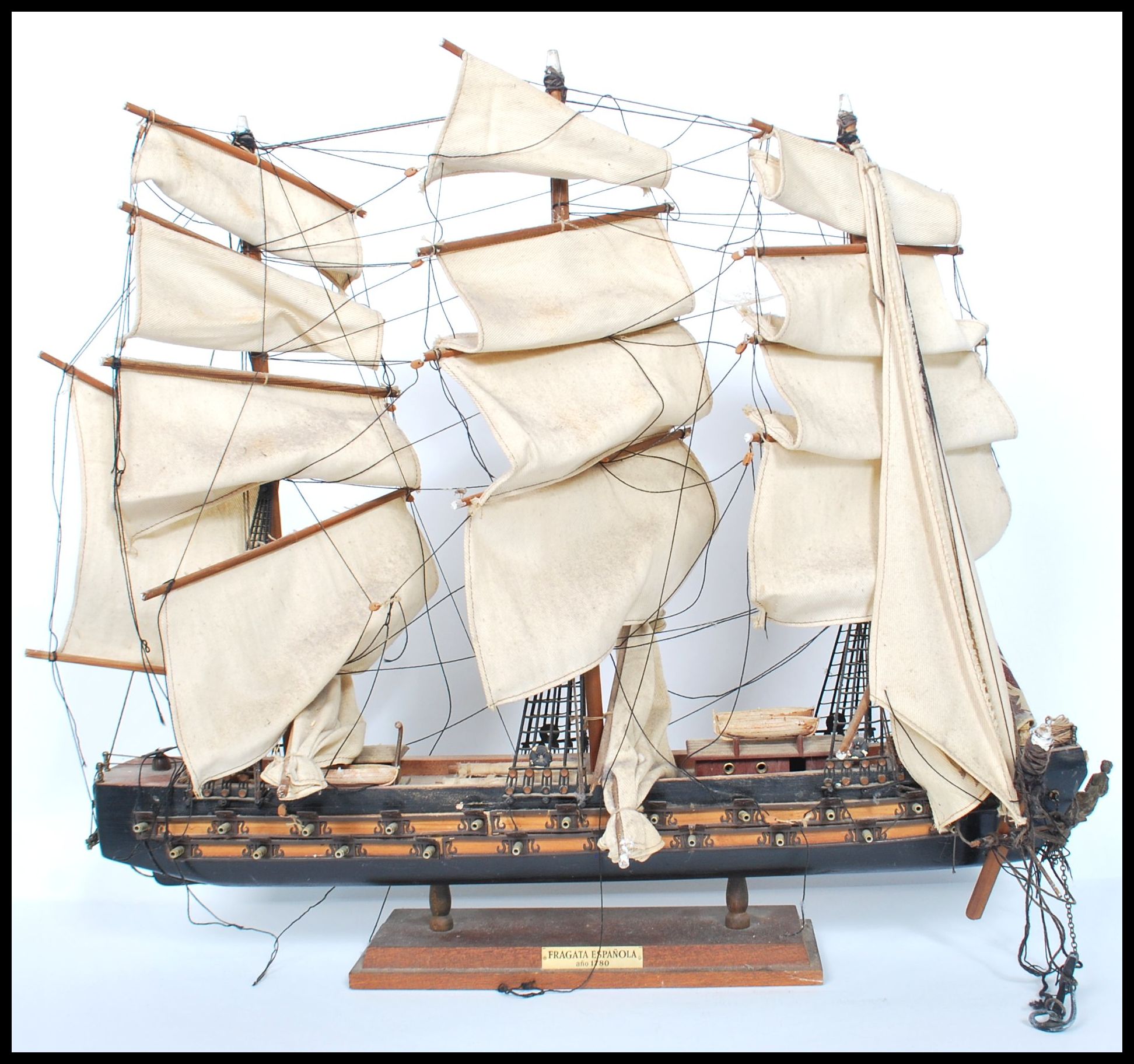 A vintage 20th century scratch built model of a three masted galleon ...