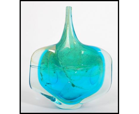 A vintage 20th century Mdina studio art axe head vase being signed to base designed by&nbsp;Michael Harris. Signed Mdina 1975