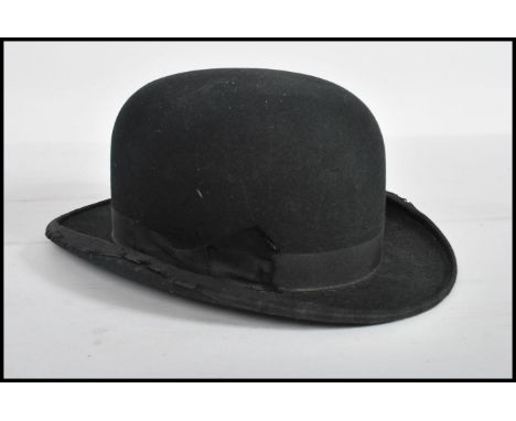 A vintage gentleman's bowler hat by Crook &amp; Sons of Bath ' The Cedric ' Size 6 7/8th with monogram to inner lining