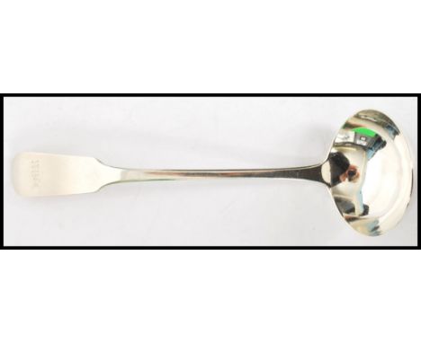 A George III Edinburgh Scottish silver hallmarked fiddle pattern toddy ladle, Edinburgh assay mark James McKay (probably) and