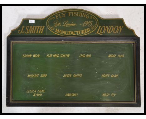 An unusual retro painted wooden sign for J Smith of London 1905. Two tone black and green colourway with notation for differi