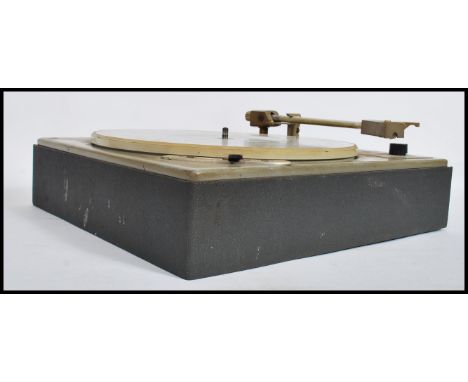 A vintage 20th century Lenco Goldring record player deck set on original stand, lacking hood