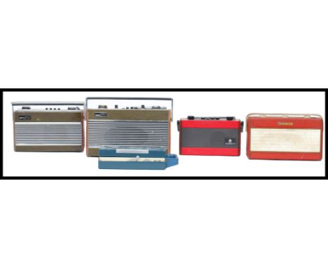 A collection of four vintage mid 20th century Roberts radios together with a vintage Junior Recorder reel to reel tape record