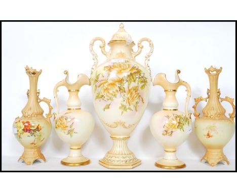 A collection of late 19th / early 19th century Staffordshire ceramics to include ewers, vases, lidded jars. each piece with t