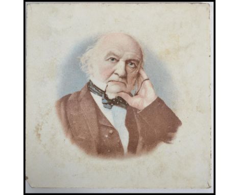 A 19th century ceramic tile with portrait of&nbsp;William Ewart Gladstone Victorian Prime Minister.